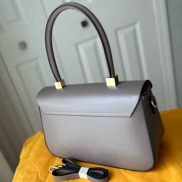 Valentino V Leather Satchel Handbag Purse Beige/Taupe Gaelle by Mario Valentino - Picture 3 of 11